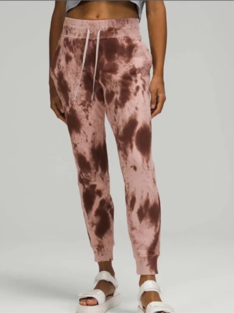 Lulu Brown and Pink Tie-Dye Joggers Small